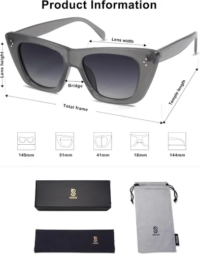 Vista 5 de SOJOS Gafas de sol polarizadas de ojo de gato retro de moda para mujer, lindos y elegantes UV400 Sunnies SJ2199