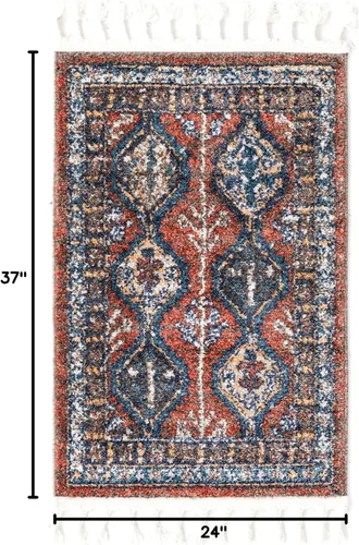 Vista 2 de Unique Loom Aramis Collection - Alfombra de área (2 pies x 3 pies 1 pulgada, rectangular, rojo óxido/azul)