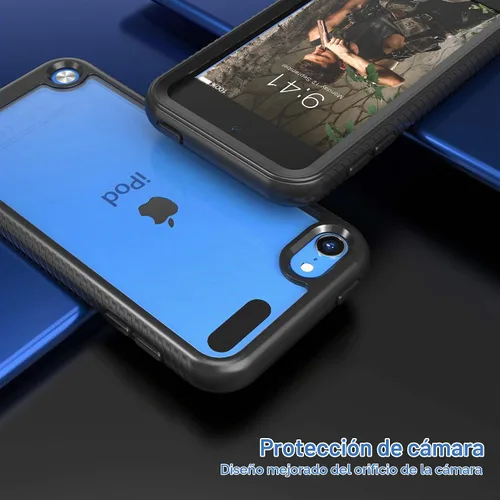 Vista 5 de Funda para iPod Touch 7ª generación, 2 en 1, a prueba de golpes, con 2 protectores de pantalla HD, protección híbrida resistente a los golpes