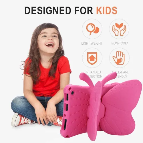 Vista 77 de FW Fire 7 - Funda para tablet para niños, Amazon Fire 7 2022, funda de mariposa con luz de atril, EVA, protección contra caídas, resistente, a