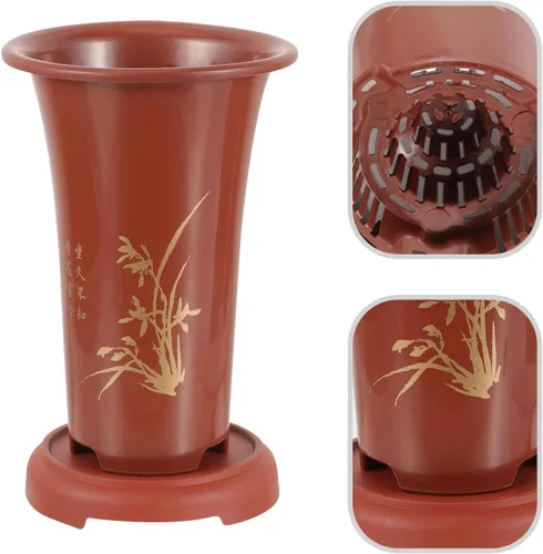 Vista 8 de 2 Set Plastic Orchid Plant Pots with Tray and Drainage Holes