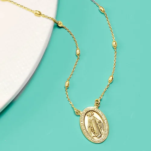 Vista 7 de Ross-Simons Italian 18kt Gold Over Sterling Miraculous Medal Beaded Station Necklace