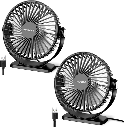 Vista 8 de TriPole Ventilador de escritorio pequeño alimentado por USB, ventilador portátil de 3 velocidades, mini ventilador de flujo de aire fuerte, rotación