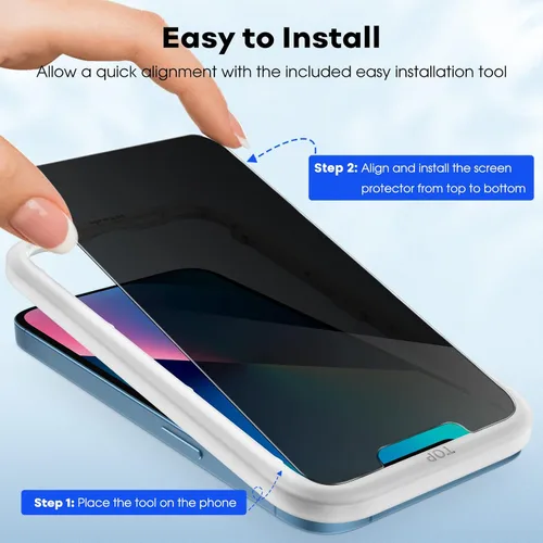 Vista 7 de JETech Protector de pantalla de privacidad para iPhone 13 de 6.1 pulgadas con protector de lente de cámara y funda antigolpes