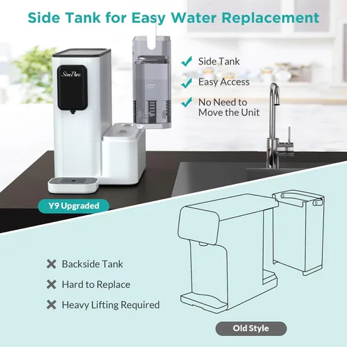 Vista 6 de SimPure Y9A UV Filtro de agua de ósmosis inversa de sobremesa, remineralización alcalina 300 GPD de 6 etapas de purificación, sistema de filtración