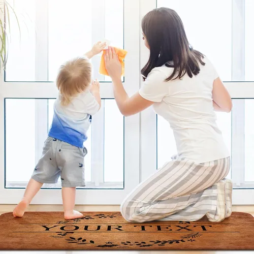 Vista 7 de Livole Tapete personalizado para puerta delantera, tapete de bienvenida personalizado con nombre de la familia, para interiores y exteriores