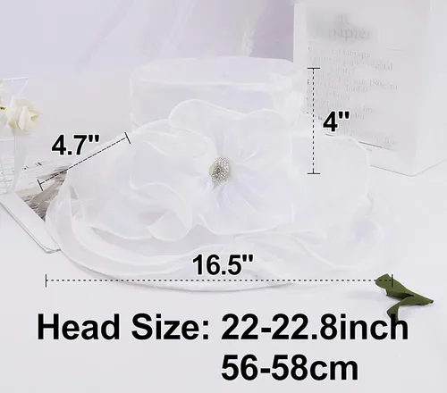 Vista 6 de TLMNU Sombrero de tocado de organza para mujer, de ala ancha, para boda, fiesta de té