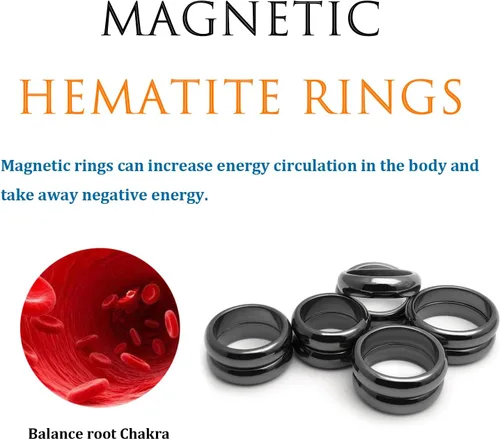 Vista 56 de Morchic - Anillos unisex de piedras de hematita, para equilibrar ansiedad, chakra raíz, (paquete de tamaños mixtos)