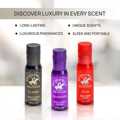 Vista 7 de Beverly Hills Polo Club Colección de spray corporal de 3 piezas: Champion, Classic, Blaze (9 fl oz, diferentes fragancias)