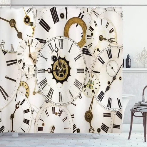 Vista 11 de Ambesonne set de cortina para baño decorativa de tela de poliéster con ganchos
