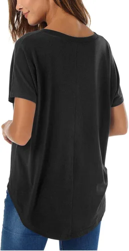 Vista 2 de Herou - Camiseta casual holgada de manga corta de verano, para mujer