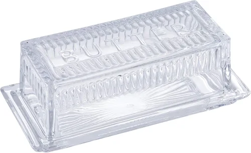 Vista 2 de Tablecraft Plato individual, vidrio transparente, mantequilla en relieve, 7 x 3 x 2.75, paquete de 6