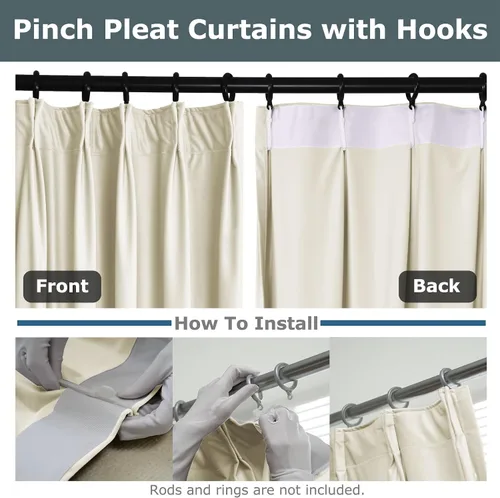 Vista 7 de Frelement Cortinas de terciopelo para oscurecer la habitación, paneles de ventana con aislamiento térmico para dormitorio, cortinas plisadas