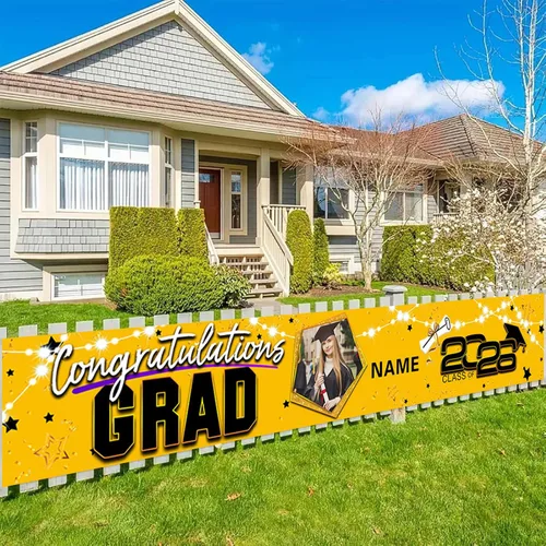 Vista 45 de Decoraciones personalizadas para fiestas de graduación 2026 – Cartel de felicitación de graduación grande – Cartel de fondo de graduación