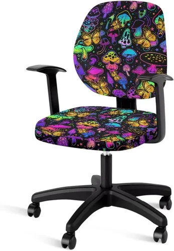 Vista 8 de Funda para silla de oficina de mármol azul, funda para silla de escritorio, sin brazos, fundas para sillas de computadora, 2 piezas, tela elástica