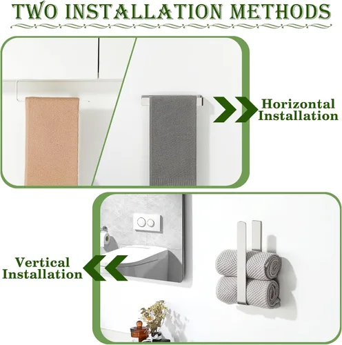 Vista 6 de Alise Toallero de mano autoadhesivo para toallas de baño, toallero de acero inoxidable SUS304, toallero para armario de cocina, lavabo lateral
