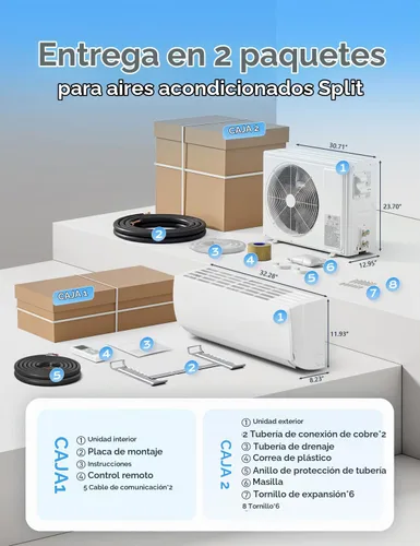 Vista 8 de Tehanld Mini sistema de calefacción Split, aire acondicionado mini split de 12000 BTU con bomba de calor, 19 SEER2 115 V unidad de CA de bajo