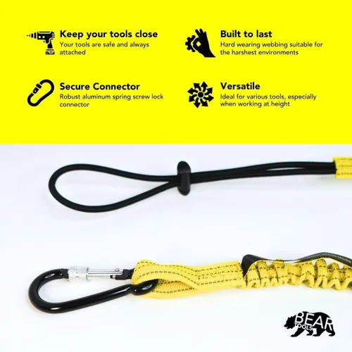 Vista 3 de BearTOOLS Cordón para herramientas con correa de hebilla, cuerda elástica de clip, conector de bloqueo de tornillo resistente, protección contra
