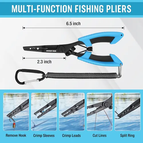 Vista 3 de Mossy Oak Fishing Tools Kit- Fishing Plier, Fish Lip Gripper, Multifunctional Fishing Hook Remover with Lanyards Sheath, Saltwater Resistant Fishing