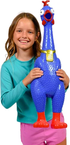 Vista 3 de Hug Me - Pollo gigante de goma, enorme juguete de pollo de goma que grita para aliviar el estrés Grita hasta 45 segundos - Juguetes de broma