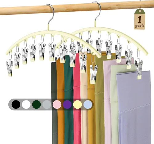 Vista 17 de Organizador de leggings para armario, perchas de metal para pantalones de yoga, 1 paquete con 10 clips con capacidad para 10 leggings, organizador