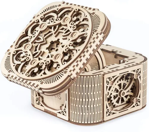 Vista 3 de Caja de tesoro, rompecabezas de madera 3D, juego para adultos para armar tú mismo, de UGears