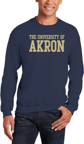 Vista 4 de UGP Campus Apparel NCAA Bloque Básico, Cuello Redondo Color del Equipo, Colegio, Universidad Cremalleras Akron Navy