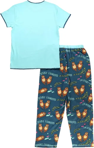 Vista 4 de Lazy One Conjunto de pijama para mujer, manga corta con bonitos estampados, ajuste relajado