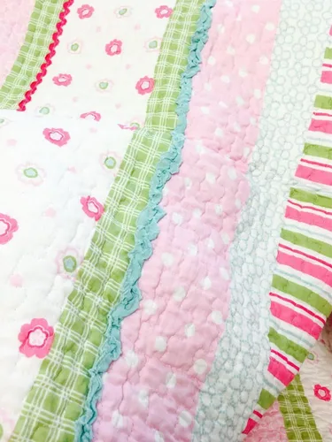 Vista 4 de [Malvavisco pastel] 100% algodón hipoalergénico 2 piezas apliques a mano juego de edredón para dormitorio, ropa de cama individual rosa