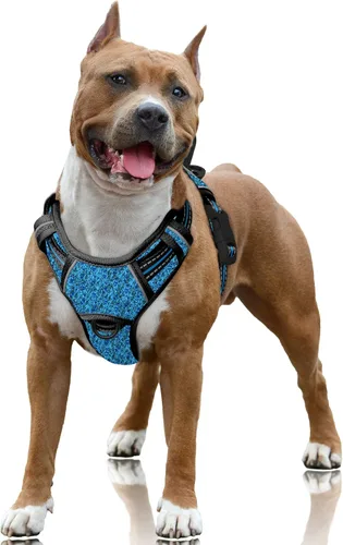 Vista 26 de BARKBAY Arnés para Perro Sin Tirones Talla Grande Arnés Reflectante para Perro con Clip Frontal y Asa de Control Fácil para Caminar Entrenar Correr
