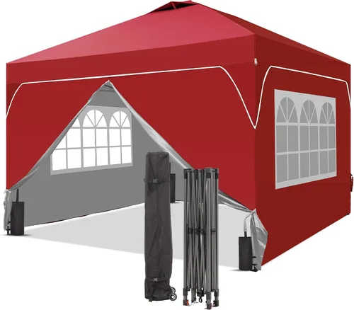 Vista 16 de GDY Tienda de campaña desplegable para exteriores de 8 x 8 pies con una configuración de empuje, kiosco de fácil instalación con 4 paredes laterales