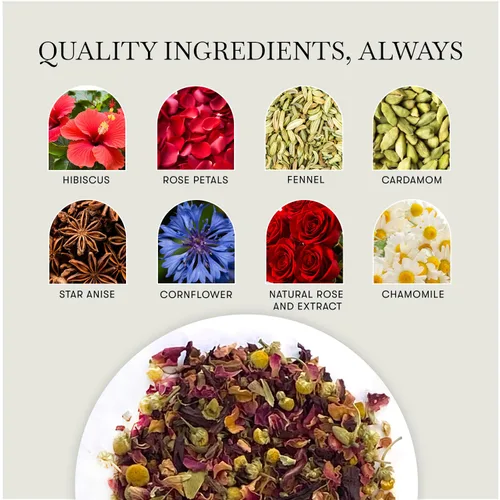 Vista 2 de Luxmi Estates African Rose - Té de rosa orgánico de hibisco (25 bolsas de té), sin cafeína, para desintoxicación, limpieza y digestión, con té