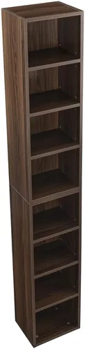 Vista 8 de Estante de torre multimedia de 8 niveles, gabinete de almacenamiento delgado para CD y DVD con estantes ajustables, estantería alta y estrecha