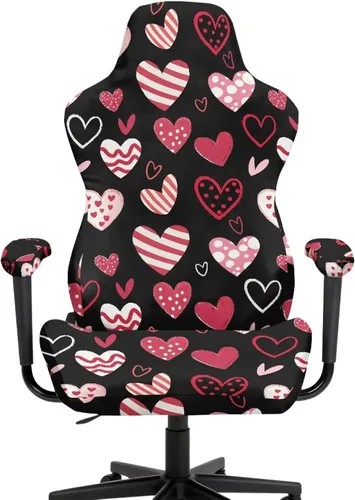 Vista 2 de Heart Gaming Chair Cover for Desk Chair Stretchy Armrest Covers Washable Ergonomic Office Seat Cover Dustproof Gaming Chairs Easy to Fit Home Office
