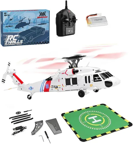 Vista 10 de WL K170 BK Hawk Helicóptero RC, 2.4G 4CH Flybarless 6-Axis Giroscopio Altitude Hovering RC Helicóptero militar con soporte de exhibición