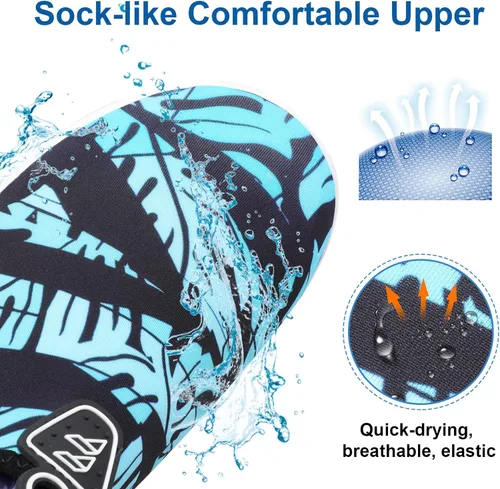 Vista 4 de Fires Zapatos de agua para mujeres y hombres, de secado rápido, calcetines de agua descalzos, transpirables, para senderismo, natación, playa, surf