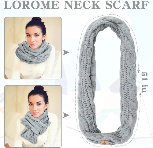 Vista 5 de Winter Beanie Hat Scarf Gloves Set, Soft Fleece Knit Hat Warm Touchscreen Gloves Neck Warmer Thick Scarves Gifts for Women
