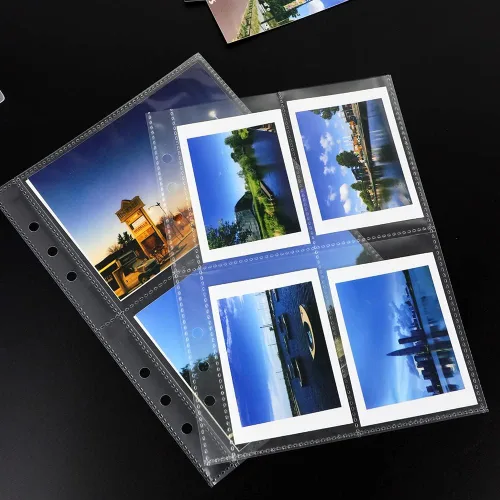 Vista 8 de 200 bolsillos para fotos de 2.5 x 4 pulgadas, tamaño A5, 6 anillas, 25 hojas de doble capa transparente para fotos, página interior, 4 bolsillos