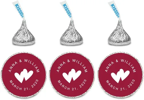 Vista 33 de Andaz Press Etiquetas personalizadas de gota de chocolate para boda, nombres y fecha redondos, turquesa aguamarina, paquete de 240, personalizadas