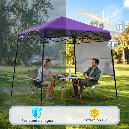 Vista 4 de EAGLE PEAK Toldo Emergente de 8x8 pies con Pared Lateral, Compacto, Portátil con Patas Inclinadas, Refugio Solar Instantáneo para Playa, Deportes
