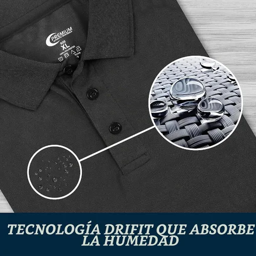 Vista 5 de Premium Wear - Camisetas tipo polo para hombre, con gran absorción de humedad Negro