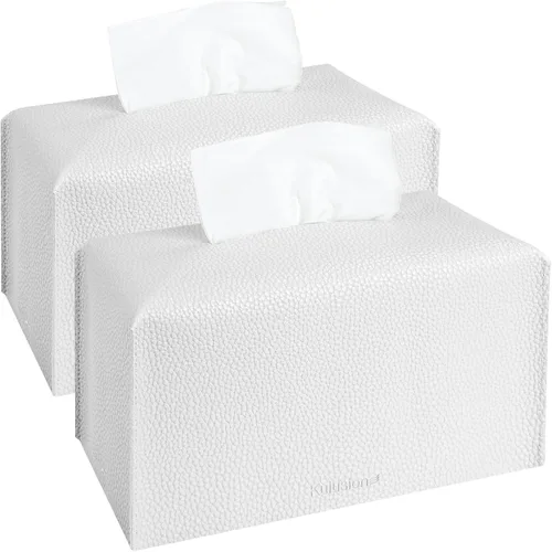 Vista 8 de 2 soportes para caja de pañuelos, cuadrado con cinturón inferior, cubierta de cubo de piel sintética, organizador decorativo para mesa, baño
