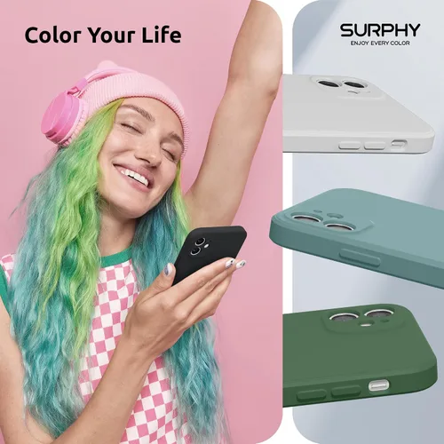 Vista 7 de SURPHY Diseño para iPhone 11 con protección de cámara, diseño delgado de borde recto, funda de silicona líquida para iPhone 11 de 6.1 pulgadas, negro