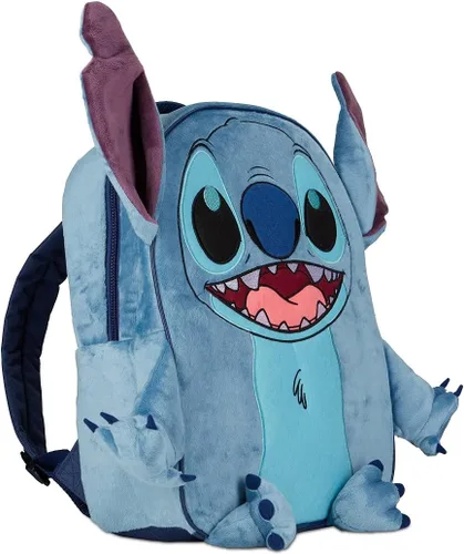 Vista 3 de Disney Lilo and Stitch - Mochila para niñas y niños, 16 pulgadas, mochila escolar de felpa con brazos, piernas y orejas 3D, Azul