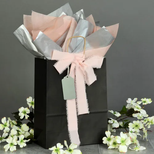 Vista 5 de Prime Line Packaging Bolsas de papel negro, bolsas de regalo de papel kraft medianas con asas, pequeñas empresas, compras, boutiques, venta al por