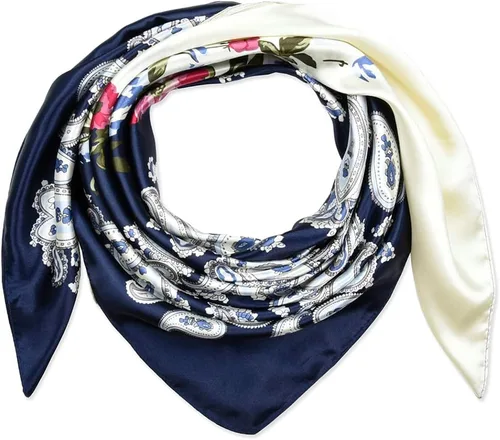 Vista 18 de corciova - Bufanda cuadrada grande para mujer, diadema sedosa para cabello rizado, lazo para dormir por la noche, bandana a la moda, 35 x 35