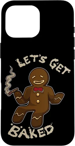 Vista 19 de Divertida funda navideña para iPhone 16 con diseño de pan de jengibre y marihuana