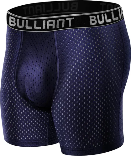 Vista 2 de BULLIANT - Paquete de 3 calzoncillos deportivos deportivos de malla para hombre, cintura baja, sin bragueta