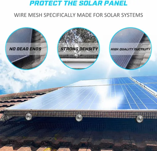 Vista 3 de Panel solar de malla de protección de pájaros de 6 pulgadas x 100 pies 70 sujetadores Panel solar Critter Guard Panel solar Paloma Guardia a prueba