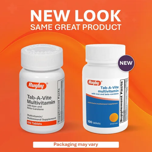 Vista 3 de Rugby Tab-A-Vite Multivitamínico con hierro y betacaroteno – Multivitamínico diario para adultos, apoya la salud general, suplemento multimineral